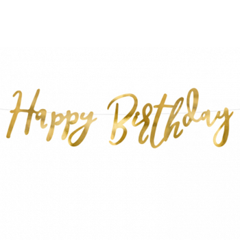 Bannergirlande Happy Birthday in Gold